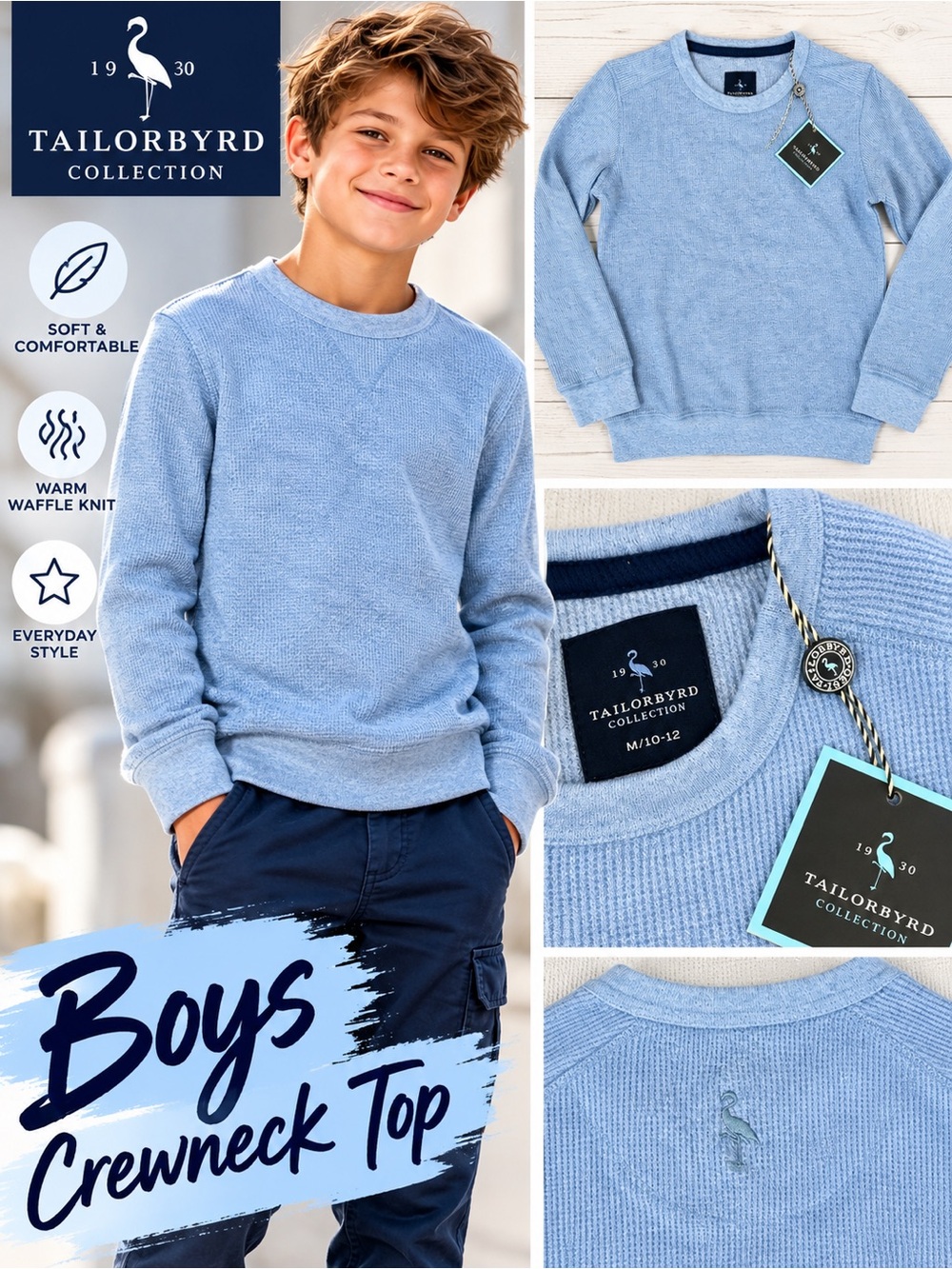$10 or 🆓 BUY ONE GET ONE FREE 🆓 TaylorByrd Collection Boys Waffle Knit Crewneck